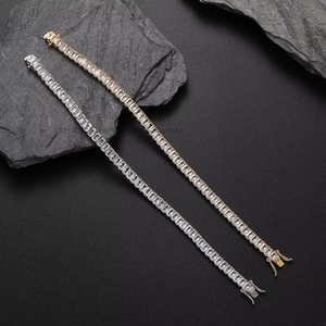5MM Rectangular Zircon Single-row Chain, Tennis <b>Bracelet</b>, Hip-hop Hipster Jewelry Men Tanjing Fashion Lijing Necklace - Product Image 3
