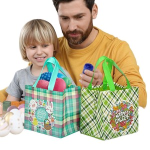 Xu Han <b>Easter</b> Tote <b>Bags</b> 21x20x15cm Non Woven <b>Gift</b> <b>Bags</b> With Bunny Print For Holiday Candy Packaging - Product Image 5