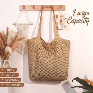 Sac de plage en paille personnalisé de haute qualité, sac de plage en maille personnalisé pour femmes, tendance été - Product Image 5