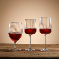 Set Gelas Anggur Kristal Bulat Bergaris Modern Vintage, Tiupan Tangan, untuk Anggur Merah, Sampanye, Hotel, Restoran, Bar, Grosir
