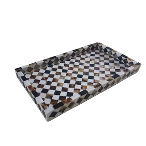 Plateau de service en bois de manguier et résine époxy DIY, fait main, avec poignée métallique, finition naturelle, 35x23x3 CM, EPCH Hotel - Vente chaude - Product Image 1