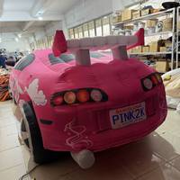 Ballon gonflable de voiture de course rose de haute qualité, sculpture de voiture gonflable
