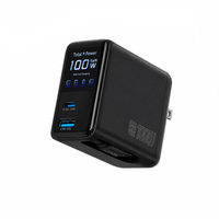 Chargeur GaN 100W PD, chargeur USB C rétractable avec écran intelligent et commande tactile, adaptateur mural PD100W avec charge ultra rapide