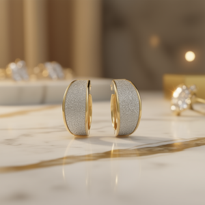 Orecchini a Cerchio Bicolore E4542 Placcati in Oro con Micro Inserimento di Diamanti, Gioielli di Lusso da Donna per Uso Quotidiano - Product Image 2