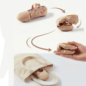 Chaussons <span class=keywords><strong>de</strong></span> ballet souples pour filles, dessus en tissu élastique, semelle extérieure en cuir véritable pour la danse, le yoga et l'entraînement - Product Image 6