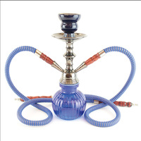 Chicha arabe transfrontalière complète avec double tuyau, en métal, avec miroir et accessoires