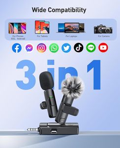 ไมโครโฟนไร้สายแบบหนีบเสื้อ K15 สำหรับ iPhone Android กล้อง ลดเสียงรบกวน บันทึกเสียง ไมค์หนีบ - Product Image 4