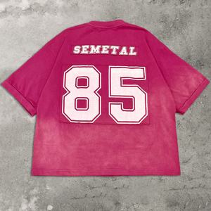 Camiseta de Algodón con Cuello en V, Diseño Nuevo, Estampado Personalizado, Bordado, Hombros Caídos, Estilo Oversize, Lavado Ácido - Product Image 2