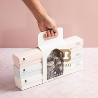 Logo personnalisé arabe luxe boulangerie pâtisserie dessert rectangulaire blanc carton chocolat dattes délice boîte sucrée avec sac à emporter