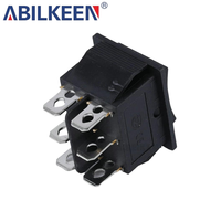 Mini Rectangle DPDT interrupteur à bascule marche-arrêt 6 broches 10A 250V/15A 125V AC certifié CE noir sans lumière 15x21.2mm