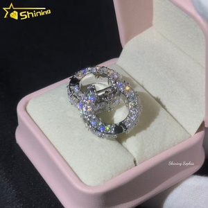 Big Diamond Shining 5MM Luxury Hip Hop <strong>Earrings</strong> S925 <strong>Sterling</strong> <strong>Silver</strong> Iced Out Stud Moissanite <strong>Huggie</strong> <strong>Earrings</strong> for Women Men - Product Image 4