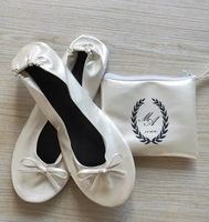 Joli cadeau, chaussures pliables noires, ballerines personnalisées pour mariage, plates, légères, doublure en tissu de coton, fermeture à enfiler, été, nœud