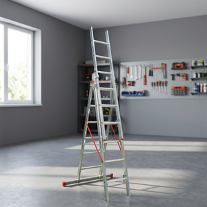 ATS-360 A-Type 3-Section Telescoping Sliding Straight <b>Ladder</b> 60 Step Modern Extreme Height Extendable 1.2mm Thick Aluminum 150kg - Product Image 3