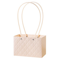 Sac cadeau rectangulaire couleur macaron, imperméable, en papier kraft gaufré, pour bouquet de fleurs, avec poignée