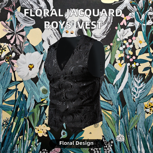 Gilet en cuir personnalisé pour garçons, motif floral jacquard blanc, respirant, pour le printemps, vente en gros 1051, style décontracté - Product Image 2