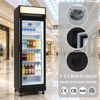 Réfrigérateur-congélateur vertical commercial à trois portes, à température unique, à refroidissement par air, pour boissons, à prix abordable