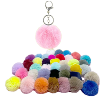 2024 chaud 8cm auto-défense breloque porte-clés bouffée boule pompon porte-clés accessoire peluche porte-clés jouet en fourrure