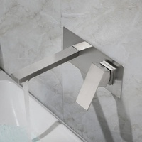 Robinet de lavabo encastré mural en acier inoxydable 304 avec cartouche céramique, eau chaude et froide pré-encrée pour lavabos