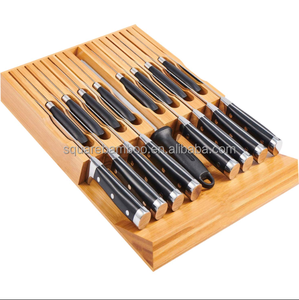 Organisateur de cuisine en bambou pour tiroir, porte-couteaux en bambou à insérer dans le tiroir - Product Image 1