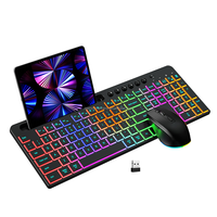 Clavier et souris sans fil 2,4 G JSgaming avec personnalisation de la langue, rétroéclairés et rechargeables pour ordinateur, Mac et ordinateur portable