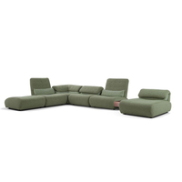 Canapé d'angle modulable de luxe 6 places en forme de L, style moderne, en tissu bouclé, inspiré des villas italiennes, pour la maison