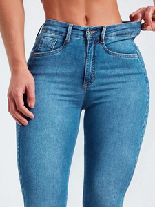 2024 <strong>Women's</strong> New Slim Fit Small Leg Pants <strong>Elastic</strong> High <strong>Waisted</strong> <strong>Jeans</strong> - Product Image 4