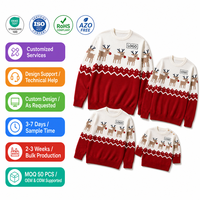 Pull à col rond en tricot jacquard personnalisé ODM/OEM unisexe avec motif de rennes et de flocons de neige de Noël