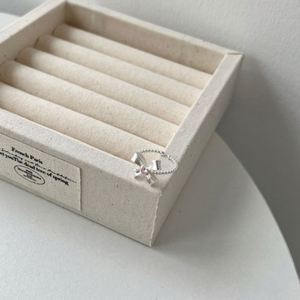 Dylam Cute Dainty Design S925 Silver Rhodium Plated Girls Women Fine Fashion Bow-knot Shape Pink 5A Cubic Zirconia <b>Open</b> <b>Rings</b> - Product Image 6