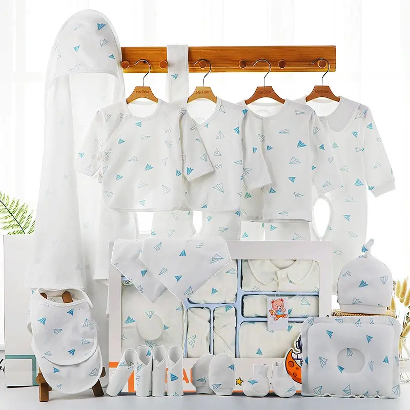 Neutro 18pcs 22pcs New Born 0-3 Meses Pijama Newborn Essentials Ropa De Bebe 100% Algodão Roupas de Bebê Gift Set Para O Menino