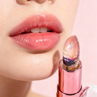 Rouge à lèvres hydratant transparent effet gelée, à base de fleurs séchées et feuille d'or, changeant de couleur, marque privée, vente en gros