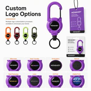 Llavero retráctil de cable de acero de 60 cm con retorno automático, mosquetón de alta resistencia, anillo para llaves, soporte para insignia con logotipo personalizado, venta al por mayor - Product Image 2