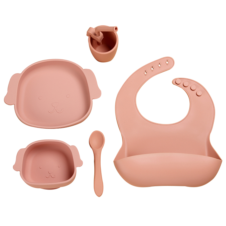 Мягкая силиконовая подстилка для малышей, столовая посуда, тарелка для кормления, детская силиконовая чашка, нагрудник, миска с ложкой, набор