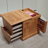 Table de chevet de style chinois en bois massif écologique avec double compartiment caché, grande capacité de rangement invisible