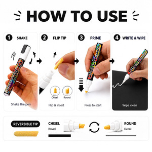 Set di <span class=keywords><strong>Pennarelli</strong></span> a Gesso Liquido Bianchi per Vetro, <span class=keywords><strong>Lavagna</strong></span>, Finestre e Arte - Product Image 6