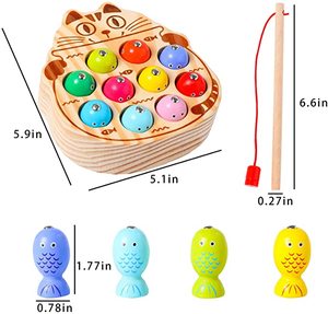 <span class=keywords><strong>Jeu</strong></span> de pêche en bois pour les tout-petits de 1 à 3 ans, apprentissage précoce, motricité fine, jouets en bois - Product Image 6