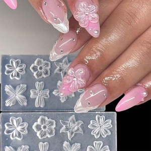 1 pièce Moule en silicone transparent pour motifs floraux d'ongles, Gabarit <span class=keywords><strong>de</strong></span> manucure en gel <span class=keywords><strong>de</strong></span> <span class=keywords><strong>silice</strong></span>, Outil <span class=keywords><strong>de</strong></span> découpe pour nail art - Product Image 1