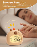 Jam Alarm LED desain hewan lucu Modern bahan ABS multiwarna lampu malam putih hangat Motivity gerakan kuarsa untuk anak-anak