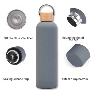 Bouteille d'eau isolée à double paroi personnalisée de 500ml 1000ml <span class=keywords><strong>Thermos</strong></span> en acier inoxydable à revêtement en caoutchouc mat pour le sport et les voyages en plein air - Product Image 3