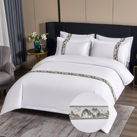 Parure de lit de luxe 100 % polyester imprimée moderne pour hôtel et maison, toutes saisons, unie, écologique, tissée, respirante, drap et taie d'oreiller