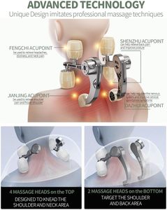 6D Kneading Finger Pressure <b>Neck</b> & <b>Shoulder</b> <b>Massager</b> Deep Tissue Portable Back & Waist <b>Massager</b> for Travel Use - Product Image 4