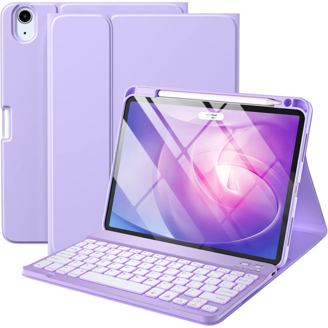 Magnetic Detachable BT Keyboard Folio for iPad Air4 10.9 Inch 3 Adjustable View Angles PU Leather Cover With Built-in Pen Slot