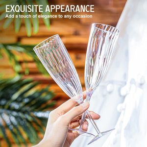 Lot <span class=keywords><strong>de</strong></span> 16 flûtes à <span class=keywords><strong>champagne</strong></span> en plastique transparent <span class=keywords><strong>de</strong></span> 6 oz, jetables, rigides, design monobloc, vente en gros - Product Image 3