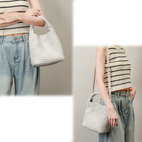 Handgemaakte geweven schoudertassen voor dames, schattige hobo-tote handtas, mini clutch portemonnee met magneetsluiting, crossbody telefoon tas