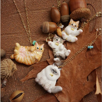 Kalung Liontin Tetesan Minyak Seri Hewan Kucing Lucu Bahan Stainless Steel Comiya 2026, Perhiasan Fashion Wanita OEM