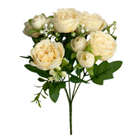 Nouveau style – Vente en gros de fleurs artificielles : Pivoine persane et roses haut de gamme à 5 têtes, bouquet fait main pour mariage et Saint-Valentin