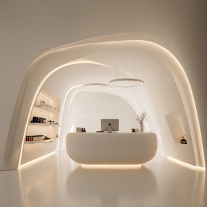 Mostrador de Recepción de Piedra Orgánica con Líneas Esculpidas Suaves para Estudios de Diseño Moderno, Vestíbulos de Oficinas y Entradas de Hoteles - Product Image 1