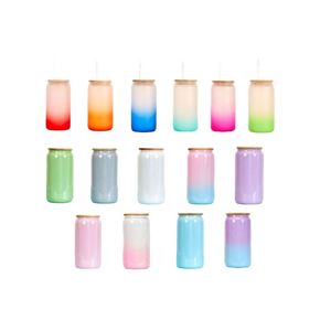 Vaso de Vidrio de Doble Pared con Aislamiento al Vacío de 16 Onzas, Sublimable, Reutilizable, Portátil, Moderno, Tipo Mason Jar, Colorido - Product Image 1