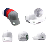 Casquette de baseball en polyester blanc et gris à 6 panneaux avec logo brodé personnalisé, visière magnétique et autocollant magique pour hommes et femmes
