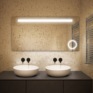Espejo de tocador de baño iluminado moderno con luces LED retroiluminadas Montaje en pared horizontal/vertical Uso de salón Clasificación IP44 - Product Image 5