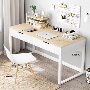 Computer desk with 2 drawer study table desk computer white writing desk